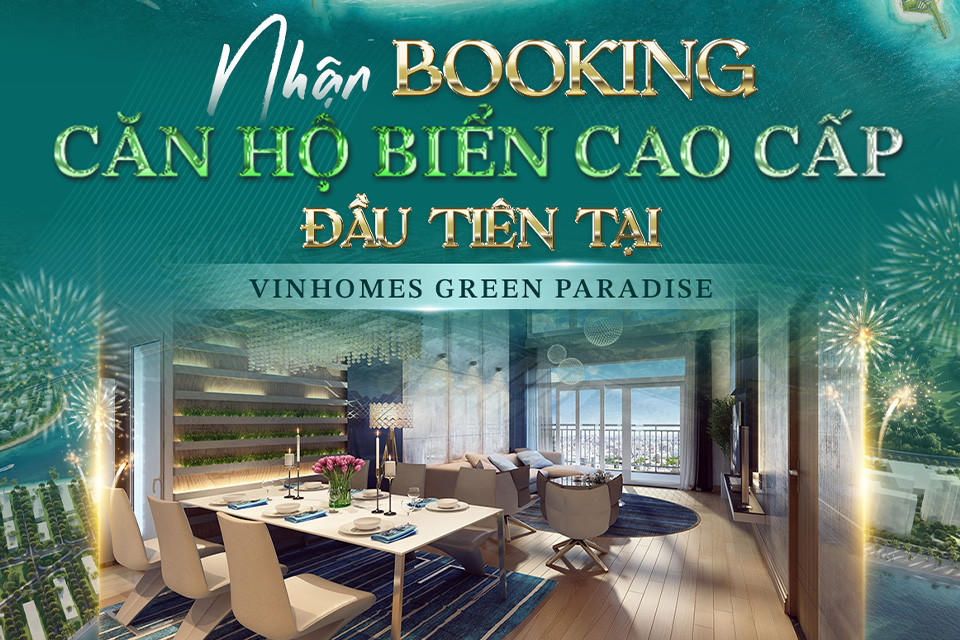 Hình ảnh phối cảnh căn hộ hiện đại tại Vinhomes Green Paradise Cần Giờ với tầm nhìn hướng biển và rừng.