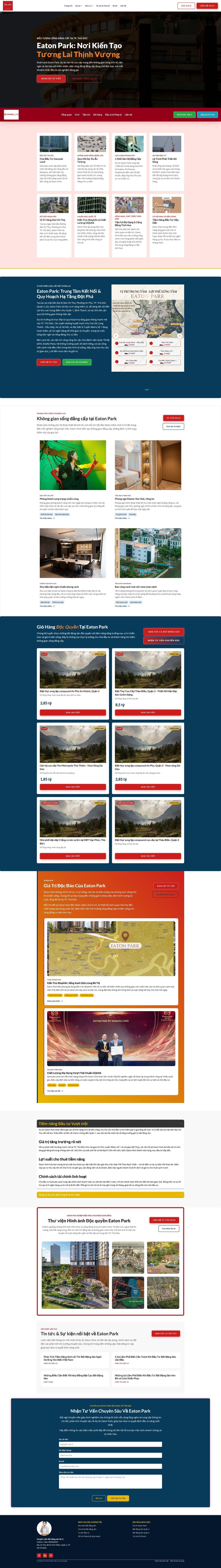 Màn hình máy tính hiển thị một landing page dự án bất động sản được thiết kế chuyên nghiệp
