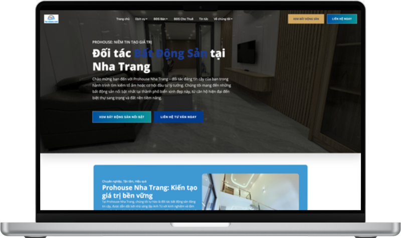 Mẫu website bất động sản chuyên nghiệp, tập trung vào đăng tin và giới thiệu dịch vụ
