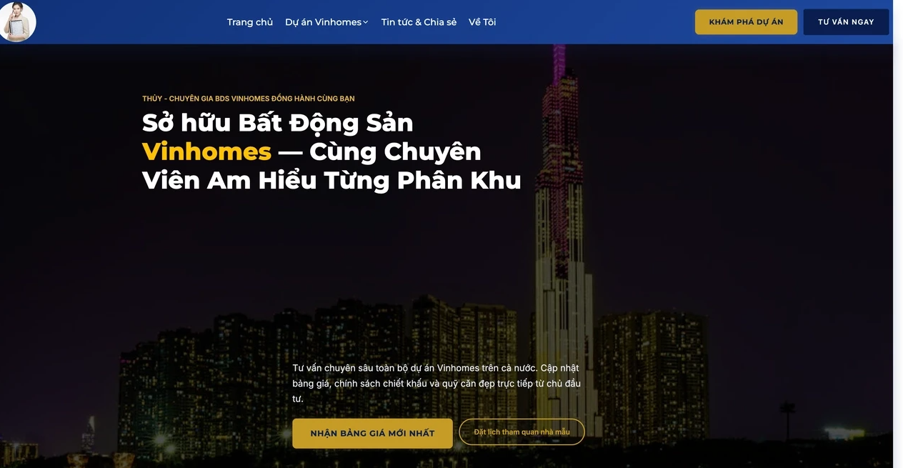 Mẫu website cho môi giới BDS Vinhomes