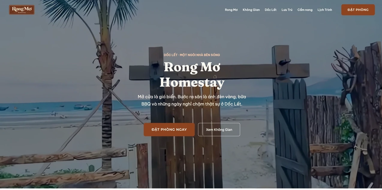 Mẫu web cho homestay vùng ven biển - đậm chất địa phương và hoang sơ