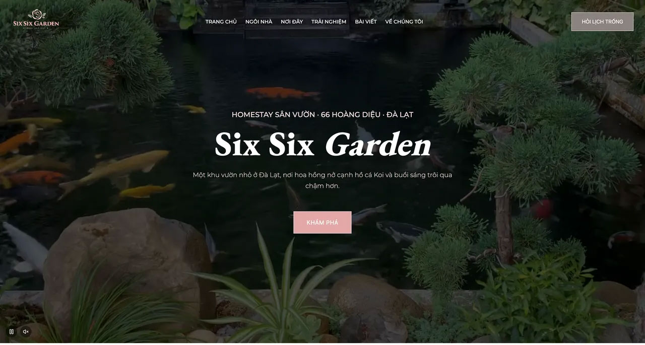 Mẫu website homestay phong cách nhẹ nhàng, sống chậm
