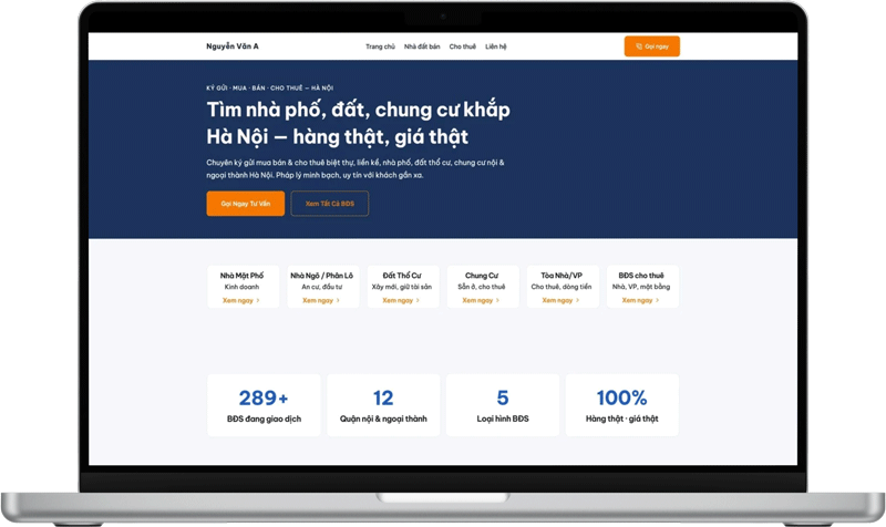 Website mẫu cho môi giới BĐS: Đăng tin tổng hợp