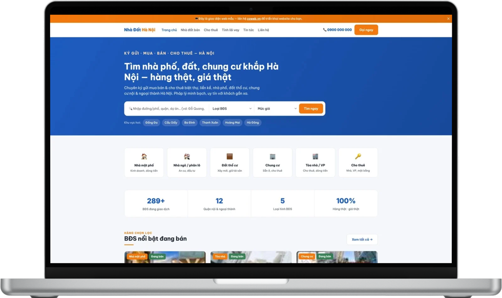 Giao diện web bất động sản quốc dân: Đăng tin tổng hợp